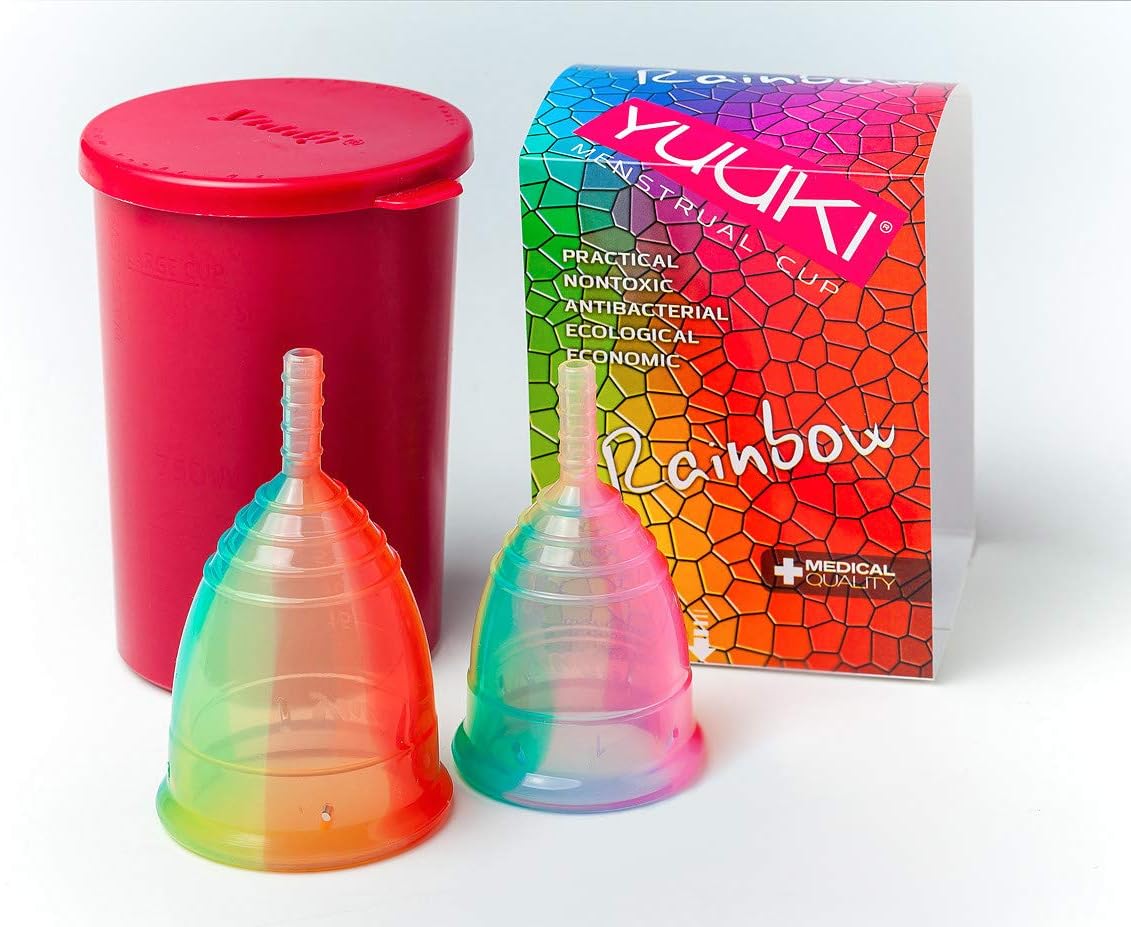 Yuuki Menstrual Cup - Rainbow Line - Small and Large + Infuser Box + Small Gift