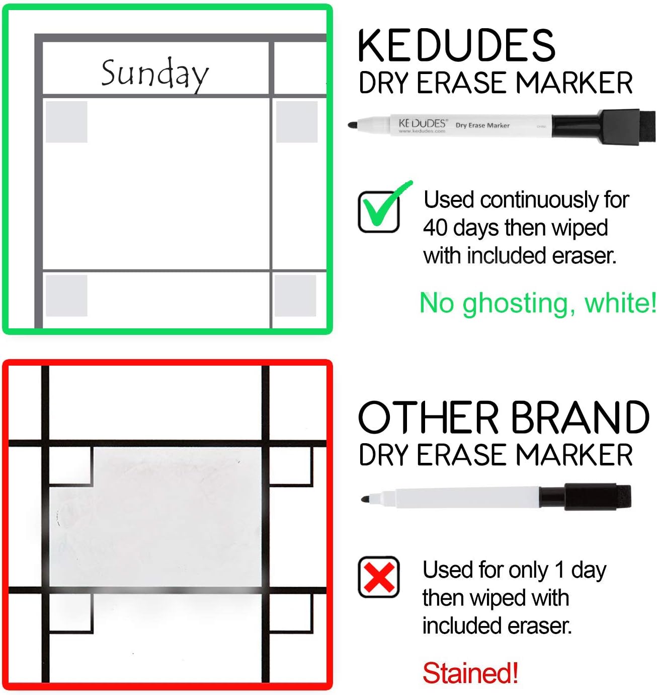 USA Made Magnetic Dry Erase Calendar for Refrigerator with 6 Markers & Magnetic Shopping List – Kitchen Fridge Calendar White Board, Schedule Planner Wall Set : Office Products