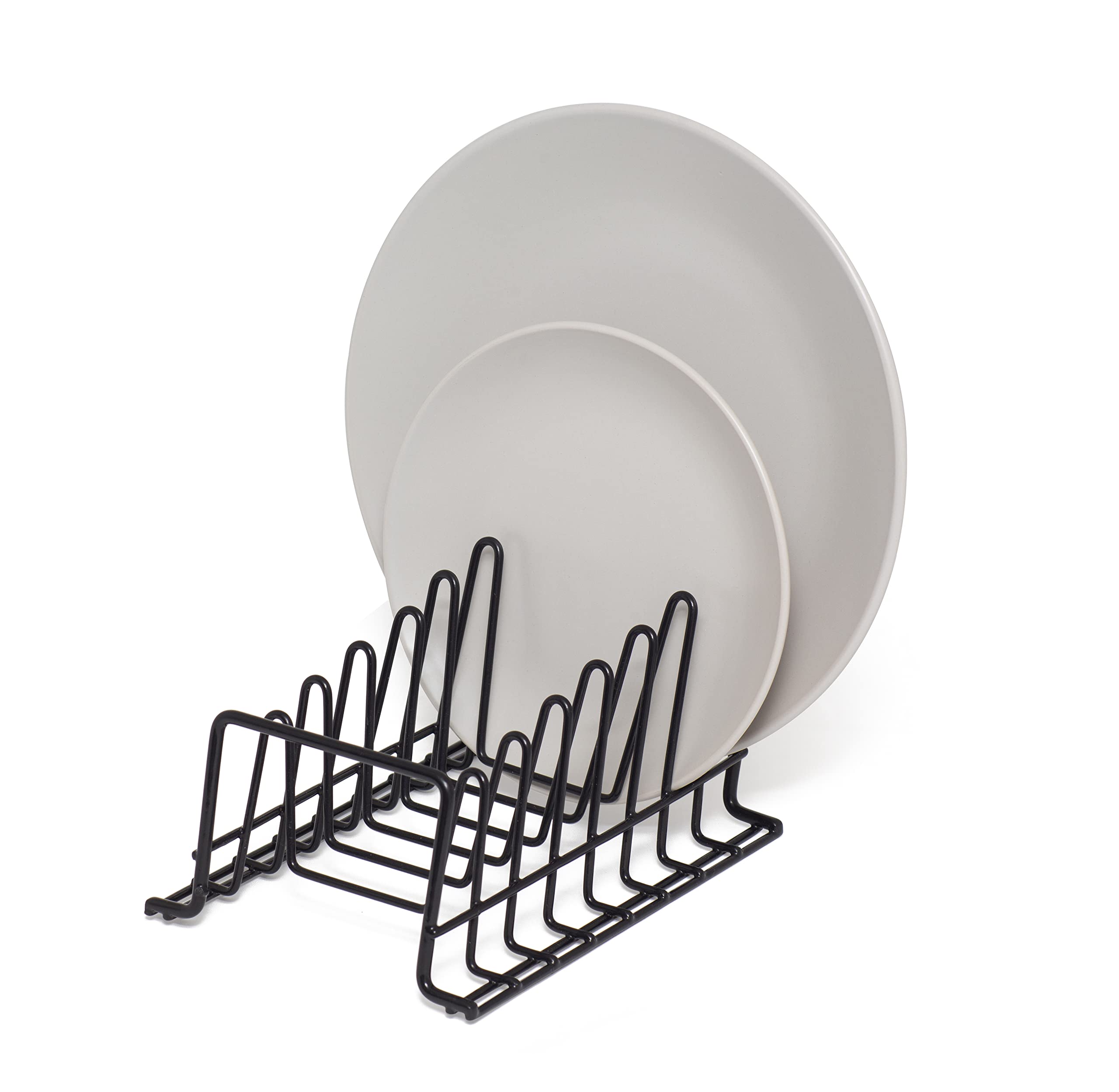 simplywire – Plate Rack/Drainer – Kitchen Cupboard Storage Organiser – Small - Black Plastic Coated Steel