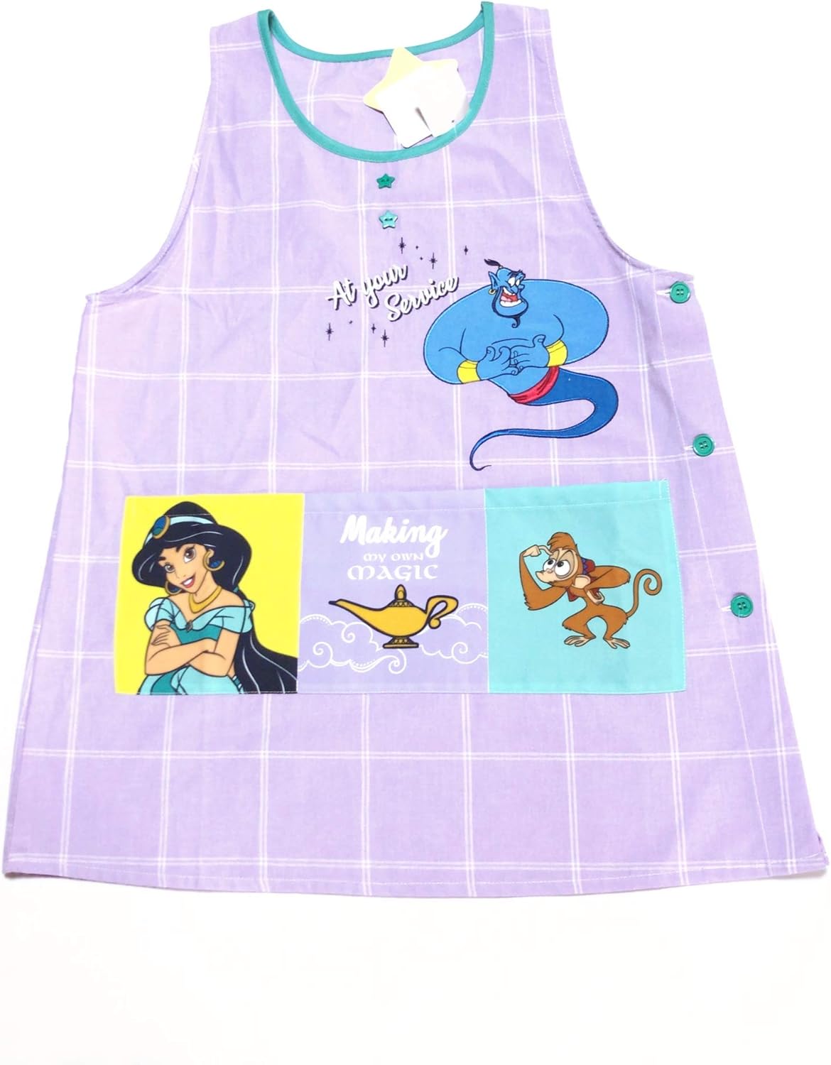 Amazon Co Jp ジャスミン エプロン Bigアップリケ 保育士 女性用 M L レディース ディズニープリンセス アラジン ジーニー ディズニー グッズ おもちゃ