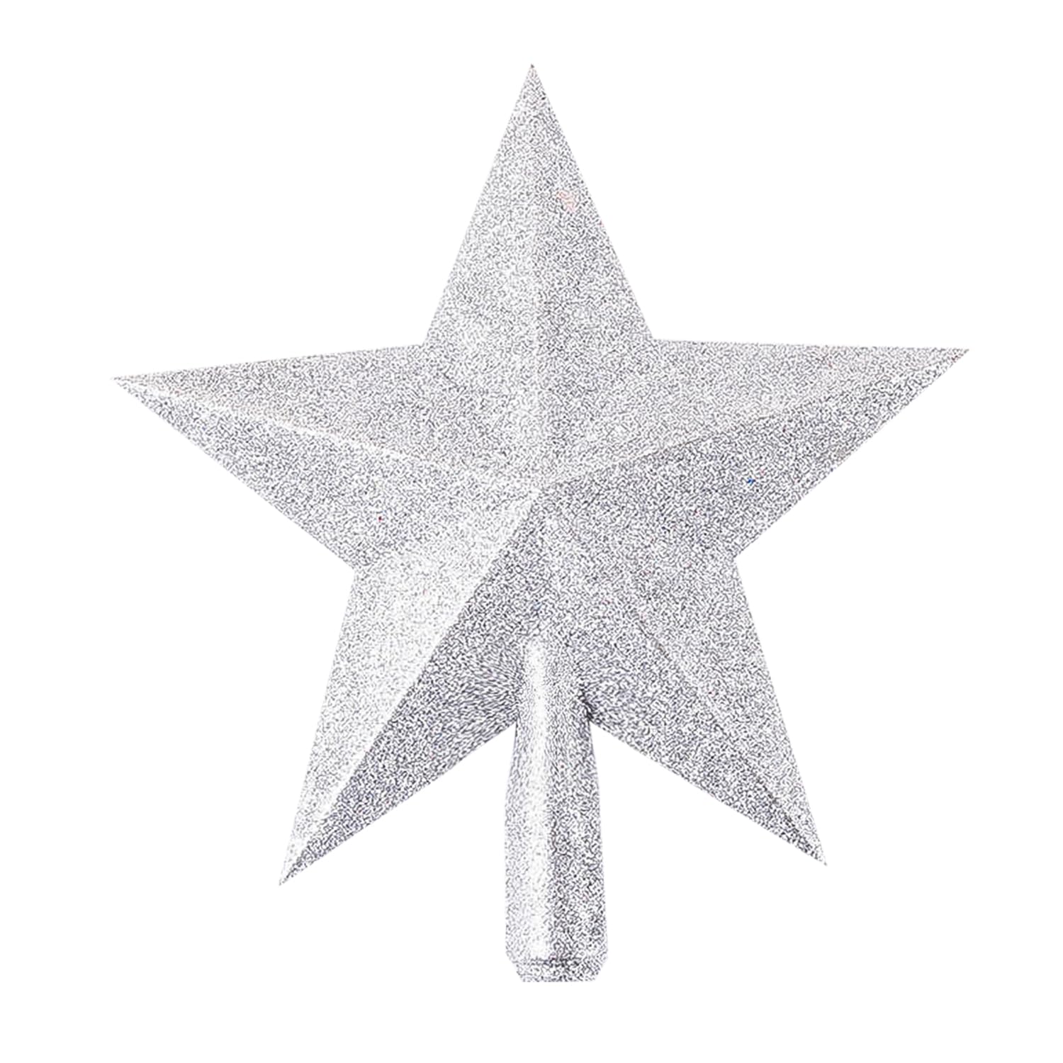 Nereds Glittered Star Christmas Tree Topper Plastic Star Treetop Holiday Treetop Shatterproof Star Ornament for Christmas Party Home Decoration (silver)