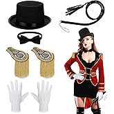 Neer 5 Pcs Circus Ringmaster Costume Women Halloween Ring Master Costume Accessories Adult Lion Tamer Set for Halloween Cosplay Circus Showman Party Supplies