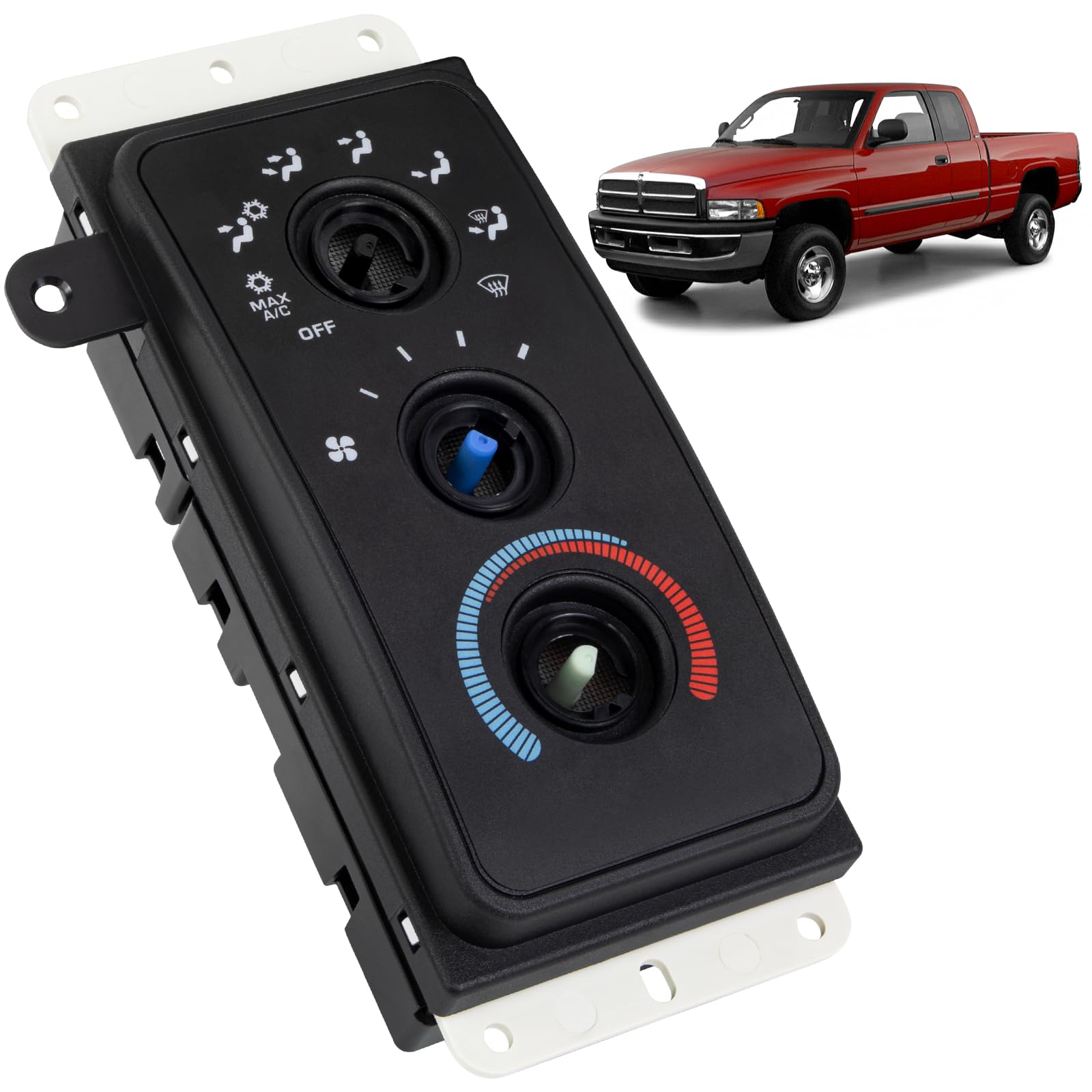 Photo 1 of 5015734AA A/C Heater Climate Control Module Panel Compatible with 1999-2001 Dodge Ram 1500 For 1999 2000 2001 2002 Ram 2500/3500 Air Conditioning Heater Control Panel 7+3Pins HS364 68171480AA W/O KnobLPNPMFG8418718
