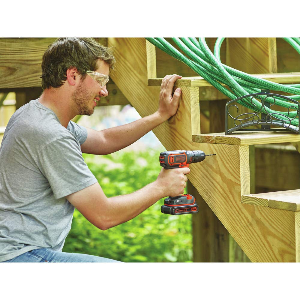 BLACK+DECKER 20V MAX Cordless Drill/Driver Kit with ‎Battery, Charger, and Double Ended Bit (BDCDD120C)
