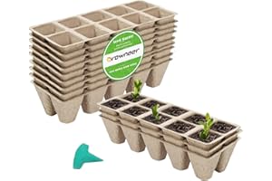 GROWNEER 120 Cells Peat Pots Seed Starter Trays 12 Packs Biodegradable Seedling Pots Germination Trays Organic Plant Starter Kit with 15 Pcs Plant Labels