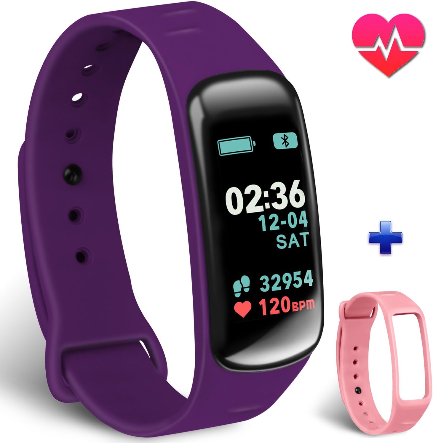 Forca Fitness Trackers, Colour Screen Activity Trackers with Heart Rate Monitor with Step Counter and Sleep Monitor,IP67 Fitness Calorie Smart Bracelet for Android and iOS for Kids Women Men