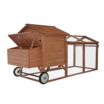 Pawhut Poulailler Cage à Poules Sur Roulettes Pondoir Perchoir Tiroir Déjection Grand Enclos 245l X 090l X 113h M Bois De Pin
