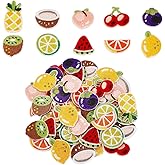 arricraft 60 Pcs Fruit Iron on Patches, Summer Fruit Themed Polyester Embroidered Self Adhesive Patches Watermelon Lemon Pineapple Shapes for Clothing DIY Accessories Clothes Decoration Patches