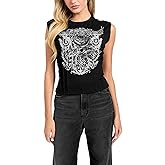 Guess Women's Eco Sleeveless Rocker Rose Corset Tee