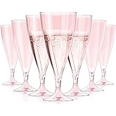 Plastic Champagne Flutes 16 Pack Stemless Pink Champagne Flutes Reusable Plastic Champagne Glasses BPA-Free Mimosa Glasses Perfect for Sparkling Wine Parties Christmas Drinking Wedding Dishwasher Safe