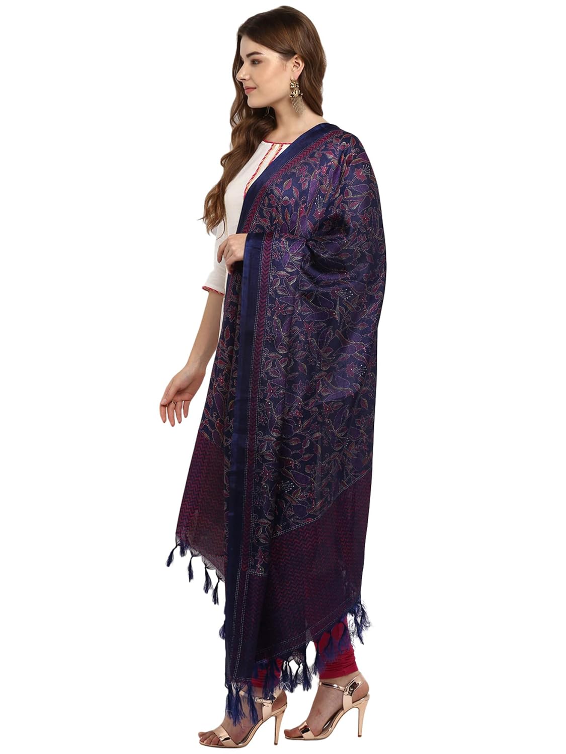 applecreation women's khadi silk dupatts with jhallar (freesize_blue_khdpt107d)