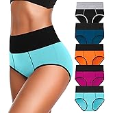 OLIKEME High Waisted Underwear for Women Tummy Control Cotton Plus Size Full Coverage Packs Ladies Panties Briefs