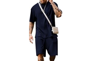 Babioboa Men's Short Sleeve Tracksuit Summer T Shirt & Shorts set 2 Pockets Oversize Two Piece Casual Daily Duty-off