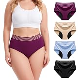 Period Underwear for Women, Heavy Flow Menstrual Leakproof Panties - M | 80ml Absorbency, Cool &amp; Breathble Nylon, Washable Ladies Incontinence Protective Briefs, Full Coverage Protection, 4 Pack
