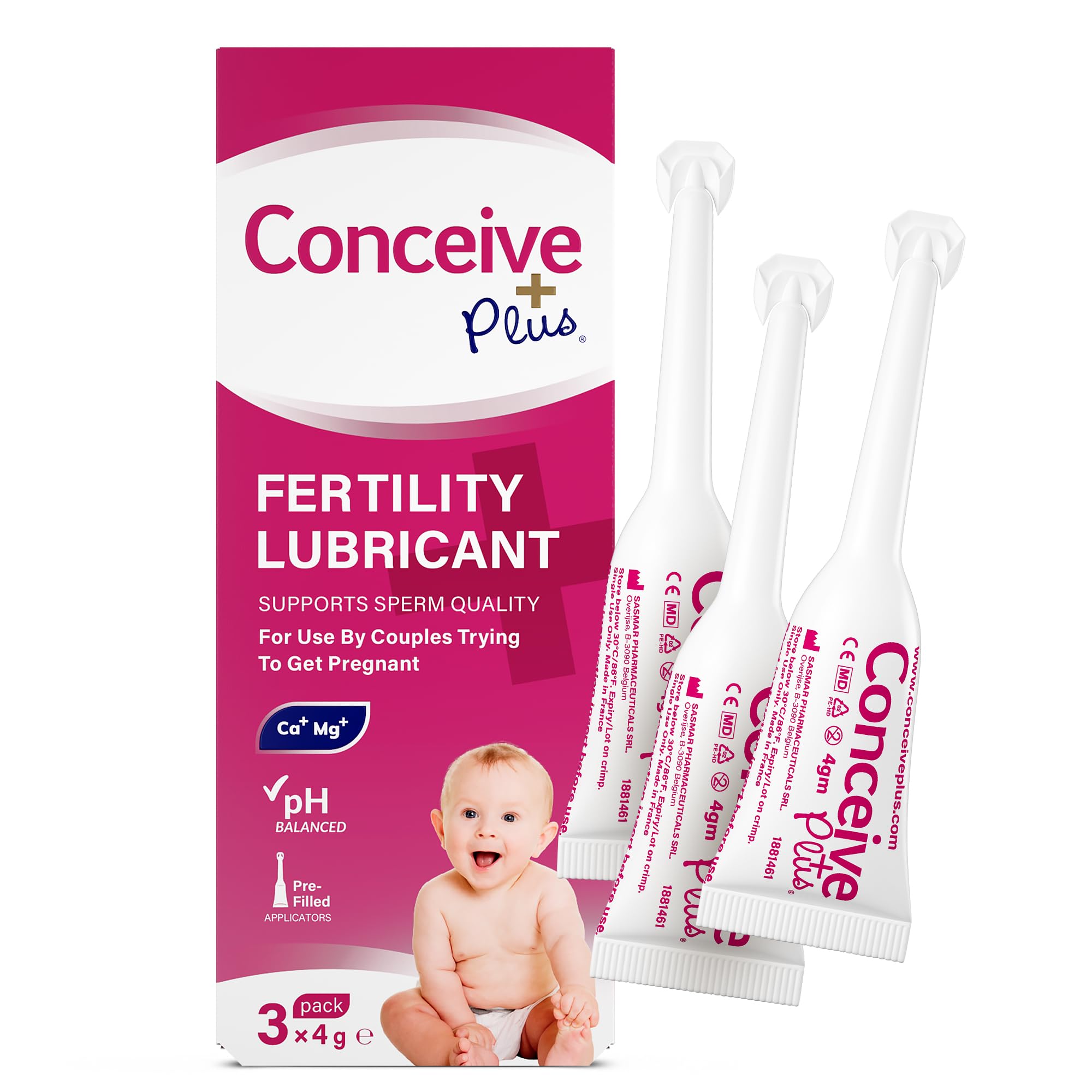 Conceive Plus Fertility Lubricant - 3 Pre-filled Applicators - Sperm-friendly Waterbased Personal Lube - Ph-balanced, Isotonic Formula Vaginal Moisturizer - Enhances Intimacy & Perfect for TTC Couples