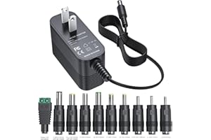 XHUCHINMAL 9V Power Supply AC Adapter DC 9V Power Cord Universal Power Adapter 9V Charger with 10 Interchangeable Jacks Compatible with 1000mA 900mA 800mA 700mA 600mA 500mA 400mA 300mA 200mA 100mA Electronics