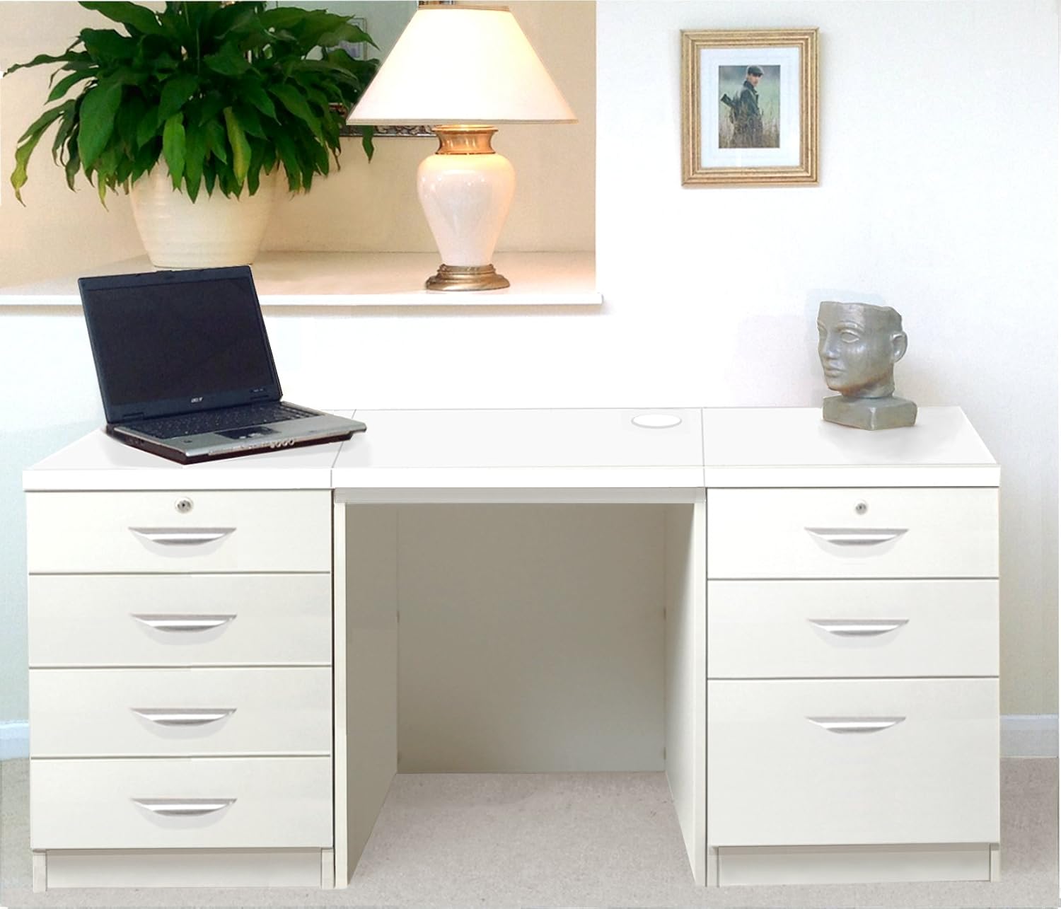 SET09INWH White Desk Drawer Unit Laptop Table For Kids Small Stairs