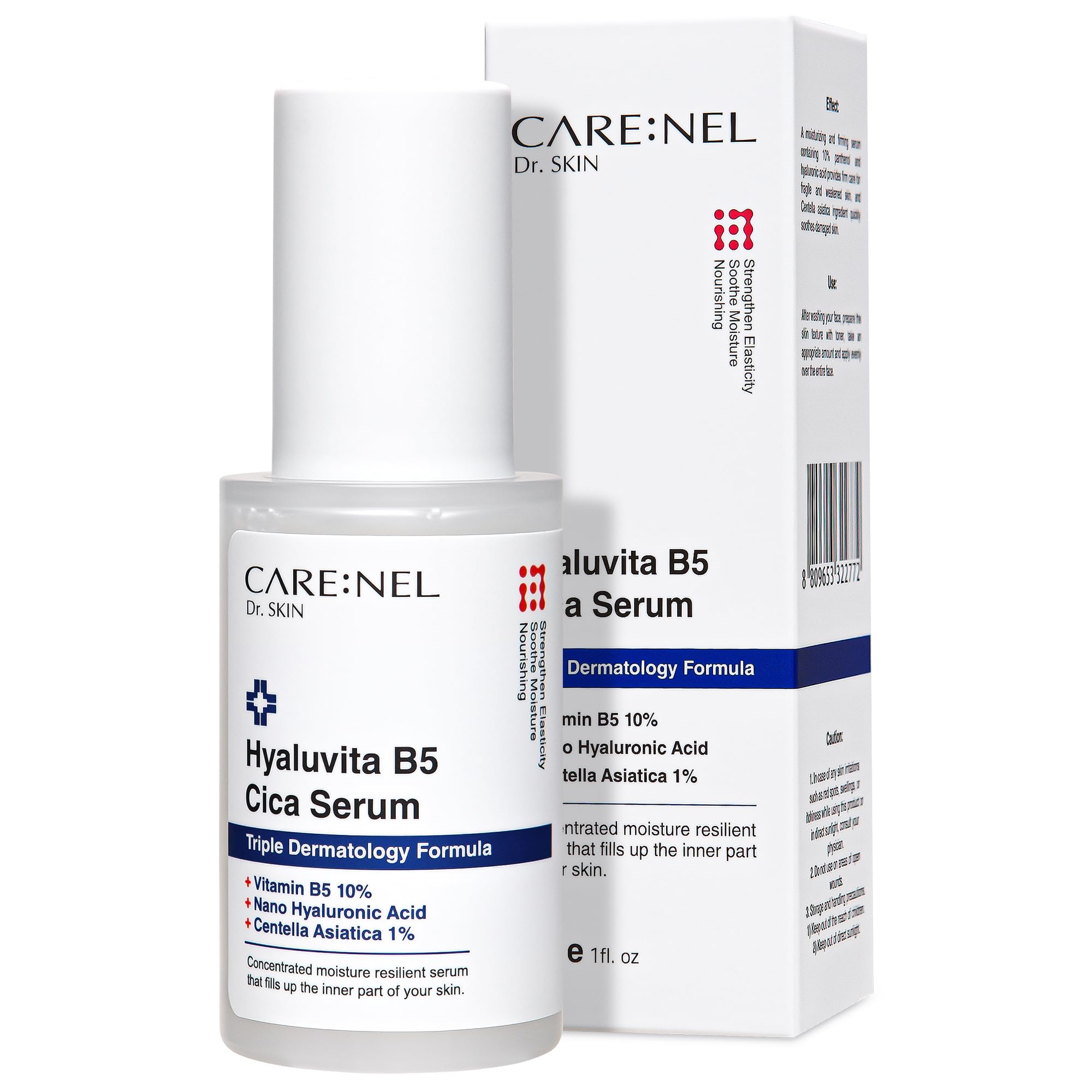 Panthenol 10% Elasticity Hyaluronic Acid Serum for Face - Centella Asiatica Capsules Extract B5 Niacinamide Cica - Korean Skin Care Beauty Products 30ml/1fl.oz