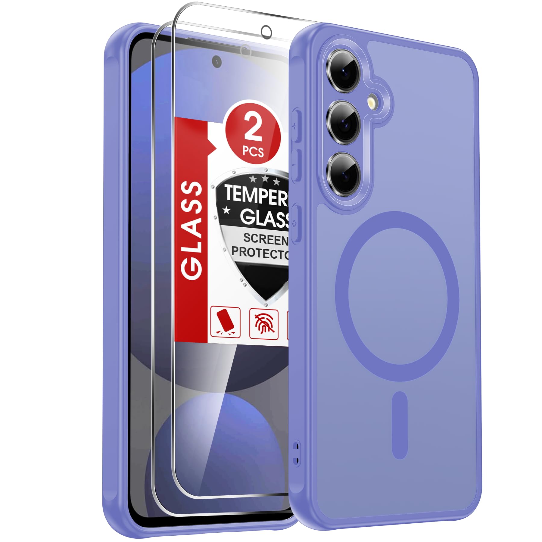 LeYi for S24-FE Case: with Screen Protector, Wireless Charging Matte Translucent Soft-Touch & Military-Grade Shockproof Funda para S24FE, Sky Blue