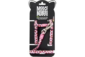 MAX & MOLLY URBAN PETS Max and Molly Adjustable Cat Harness and Leash Set - Escape-Proof Cat Harness with Leash for Outdoor Walking and Exploring, Soft Paded Material (Strawberry Dream)
