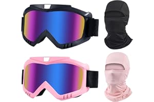 LJDJ Dirt Bike Goggles, 2 Pack ATV Off-Road Riding Motorcycle Motocross Glasses with Sun UV Protection Balaclava Full Face Cover for Youth, Teens, Men & Women