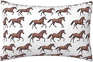 Cool Brown Horse Print Pillow Cases Queen Size, Microfiber 20x30 Inch Pillowcases, Soft Queen Pillow Cases Cover with Zipper