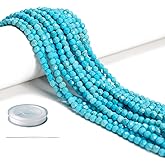 AD Beads Natural Gemstone Diamond-Cut Micro-Faceted 4mm Small Round DIY Necklace Bracelet Jewelry Making Beads (Blue Turquoise)