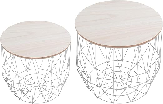 Dunord Design Beistelltisch Korb Metall Rund 2er Set Couchtisch Arezzo Grau Eiche Tisch Ablage Amazon De Kuche Haushalt