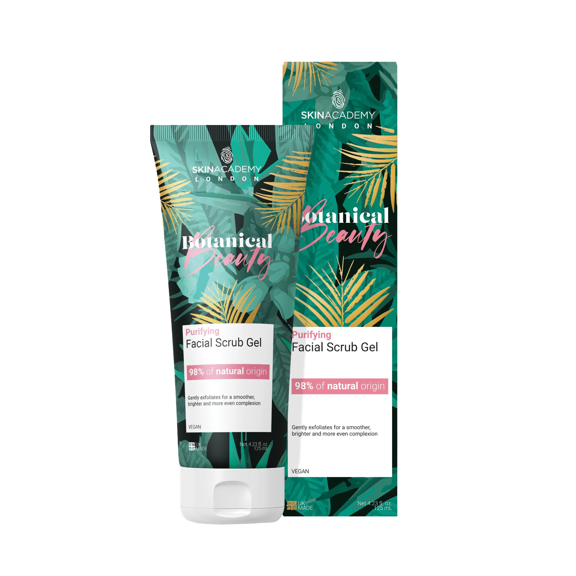 Skin Academy London | Botanical Beauty Purifying Facial Scrub | 98% Nature Derived | Vegan | 125ml