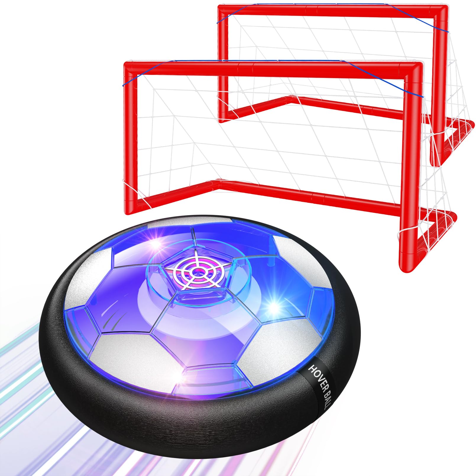 Photo 1 of HIEMAO Kids Toys Hover Soccer Ball Set, 2 in 1 Rechargeable Air Power Soccer with LED Lights and Foam Bumper Protection, 2 Goals for Boys and Girls Ages 3 4 5 6 7 8-12 Indoor/Outdoor Games