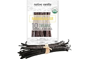 10 Organic Madagascar Vanilla Beans - Gourmet Grade A Premium Vanilla Pods - For Vanilla Extract & Baking - For Cooking, Desserts & More - 100% Vegan & Kosher - Non-GMO & Gluten-Free - Native Vanilla