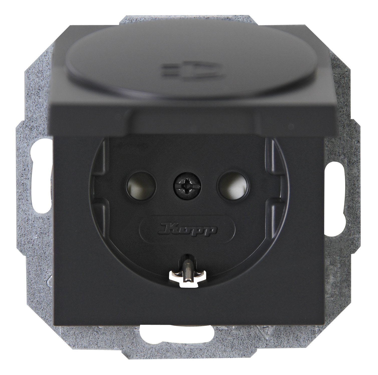 Kopp 940115086 Athenis Earthing Contact Socket with Hinged Lid 250 V with Lid Anthracite