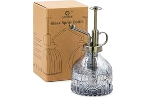 OFFIDIX Plant Mister, 6.3 Inches Tall Vintage Style Spritzer Plastic Top Pump Small Watering Can Glass Spary Bottle Plant Mister,for House Plants, Garden, Home Decora (Gray)