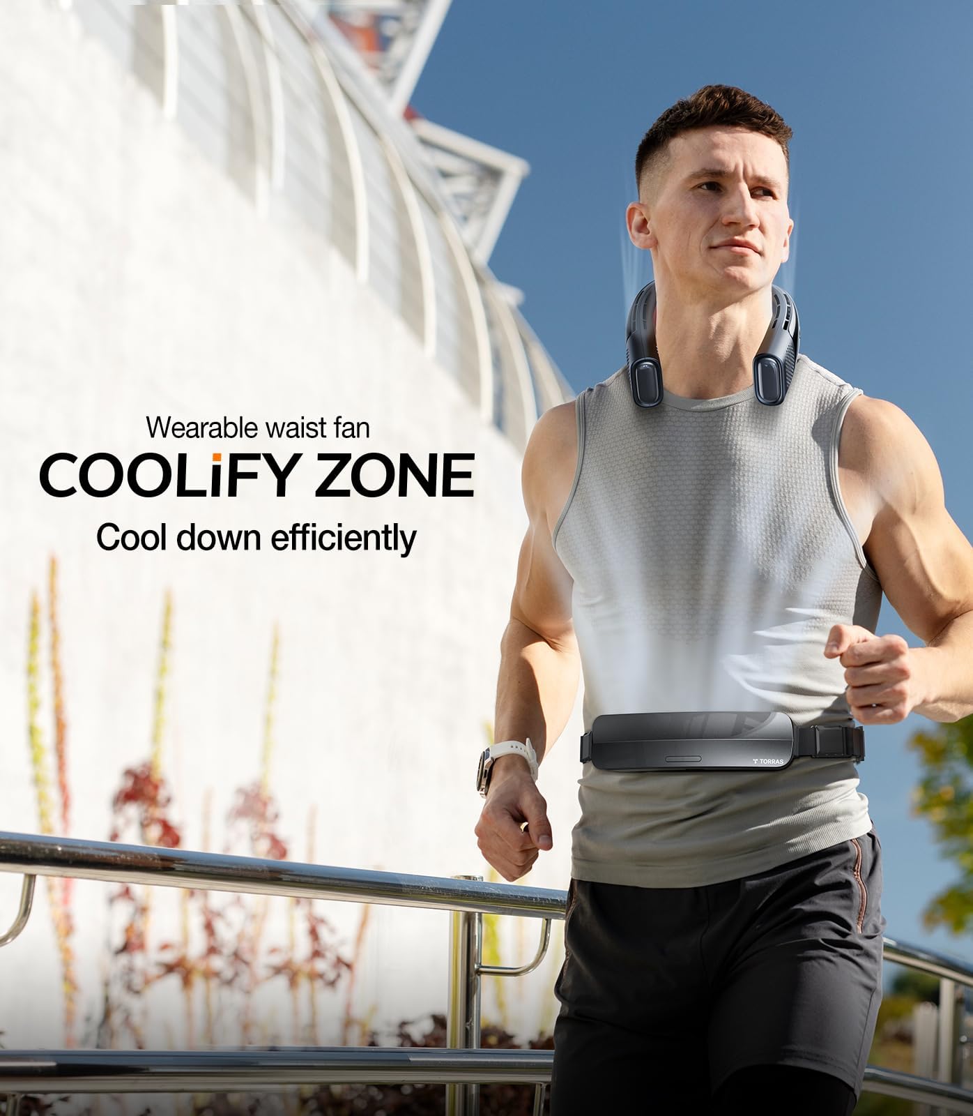 TORRAS 2024 Top Portable Waist Fan COOLiFY Zone 3, Ultra-Light Personal Wearable Belt Fan, 26ft/s Strongest Wind for Full Body Cooling【No.1 Cooling Area & Cool Tech】 Rechargeable for Outdoor/Jobsite