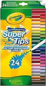CRAYOLA SuperTips Washable Markers Assorted Colours 24 Pack Felt Tip Pens Kids
