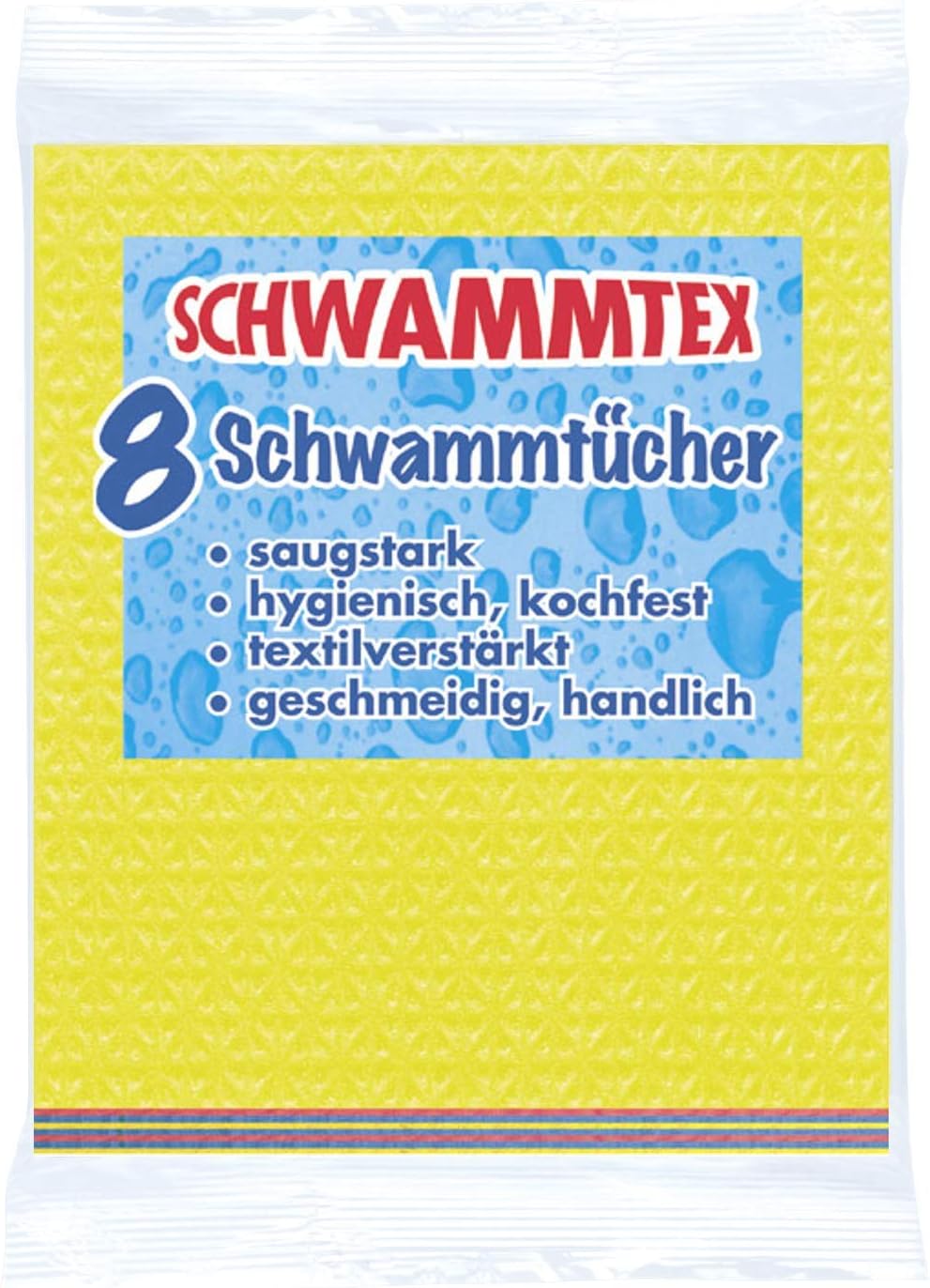 Spontex Sponge Cloth Value Pack of 8, Extremely Absorbent and Durable, Made of Viscose, Biodegradable (1 x 8 Pieces)