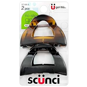 Scunci No-Slip Grip 5.5 cm Jaw Clips, All Day Hold, 2-Count Per Pack (1-Pack Total)