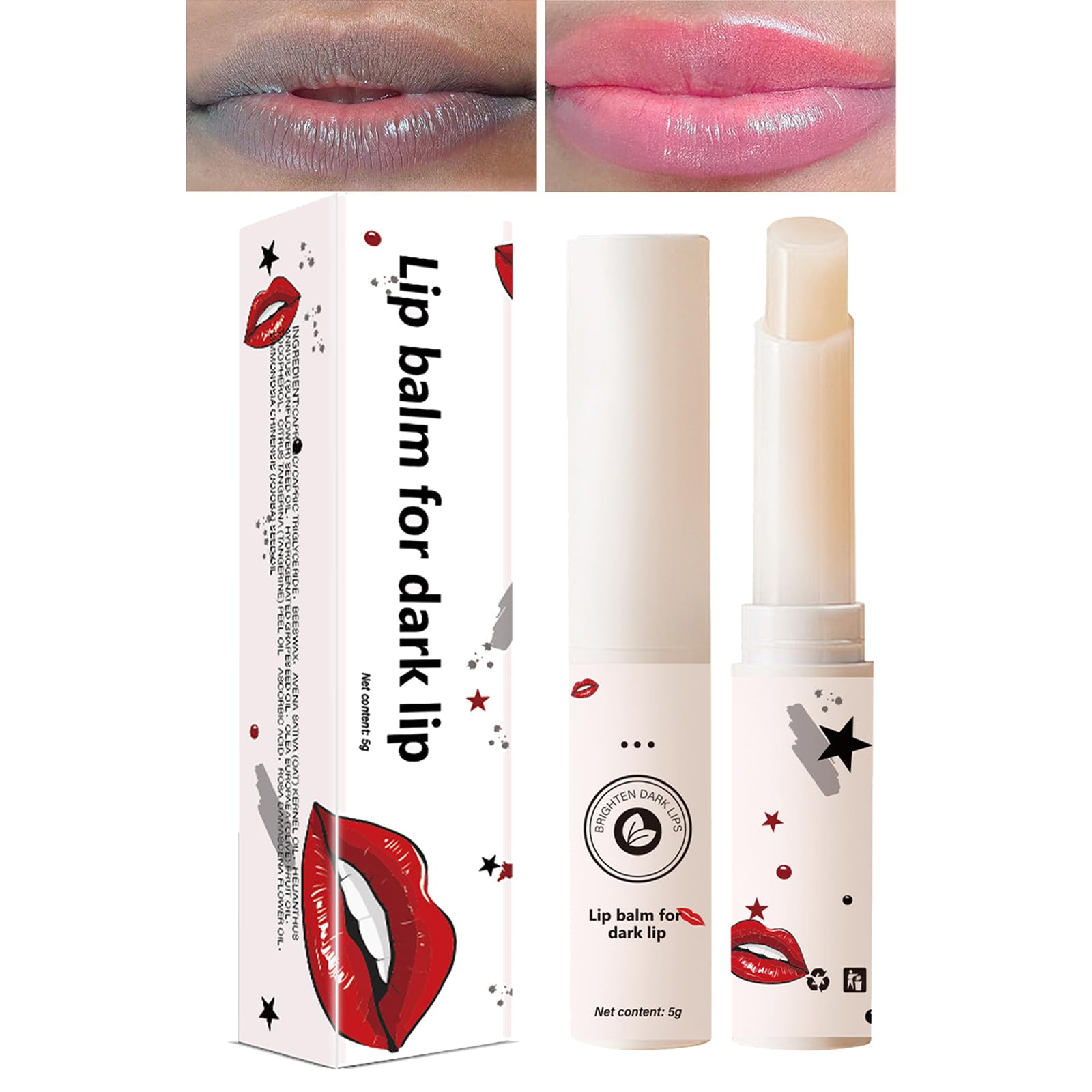 Lip Lightening For Dark Lips,Moisturizing Lip Balm Whitening & Brightening, Lip Balm Lips Pink Bleaching Cream Balm,Lip Care Lightens Remove Dark Lips (A)