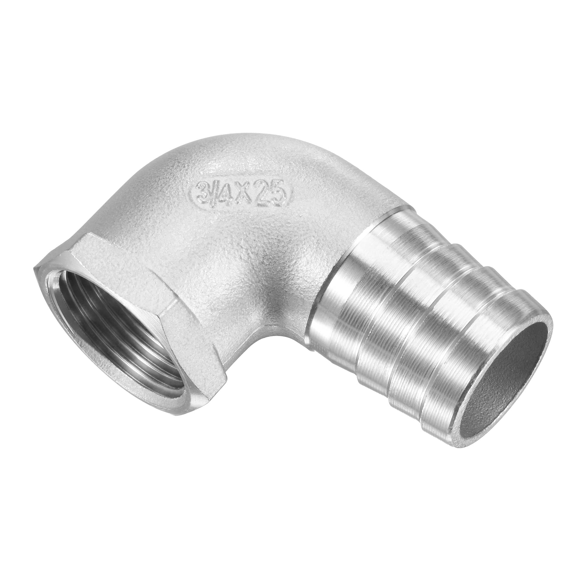 M METERXITY Hose Barb Fittings - 90 Degree Elbow Stainless Steel 25mm Pipe Connector Apply to Water Fuel (3/4" NPT Female Pipe)