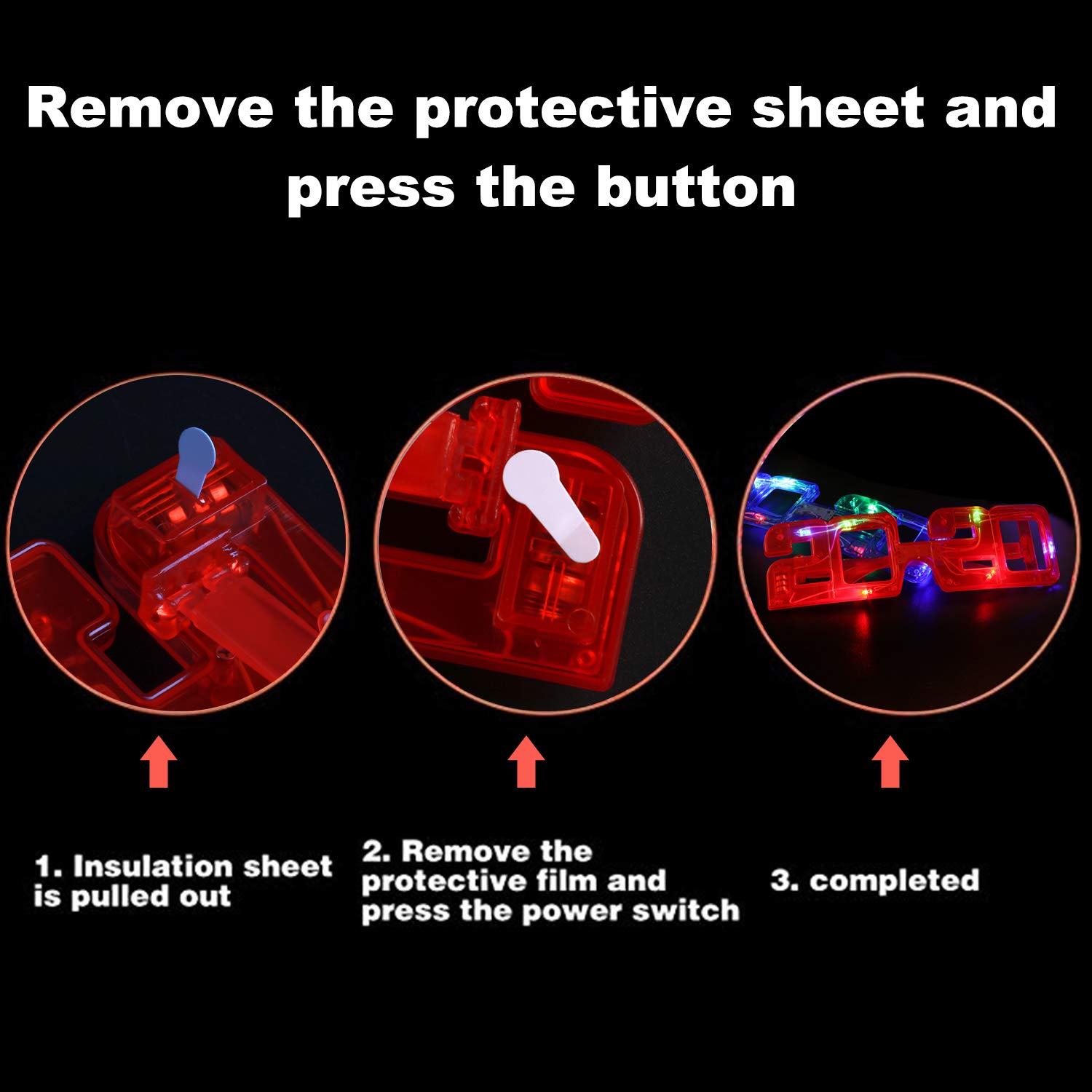 Fansport 6 Pairs LED Glasses 2020 Light up Glasses Glowing Glasses for New Year Party