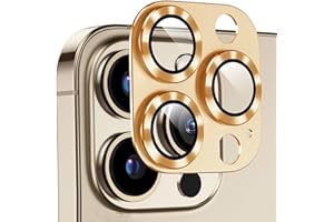 Lasllaves 2 Pack for iPhone 15 Pro/iPhone 15 Pro Max Camera Lens Protector,Truly Shatterproof Metal Camera Cover with 9H Tempered Glass Rear Camera Lens Protector Full Coverage (Gold, 15 Pro/15 Pro
