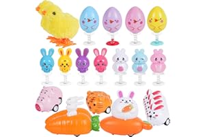 Shitailu 24 PCS Easter Jumping Popper and Wind Up Toys for Kids Gift Boys Girls Toddlers Easter Goodie Bag and Basket Stuffers Egg Fillers Gifts Hunt Party Favors (Easter Toys)