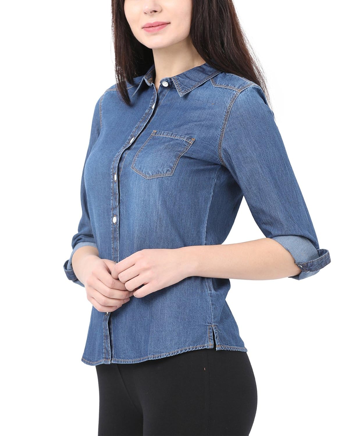 alibi solid blue shirt for women