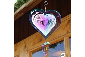 Phuryllic Wind Spinners Outdoor, Garden Decor, Bird Deterrents for Outside, 3D Metal Yard Decorations for Patio & Backyard, Unique Gardening Gifts for Women & Moms - 2pcs Purple Heart