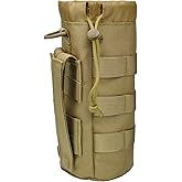 Fyelo Tactical MOLLE Bottle Pouch Bag, Travel/Sprots Molle Water Bottle Holder with Drawstring Open Top and Mesh Bottom