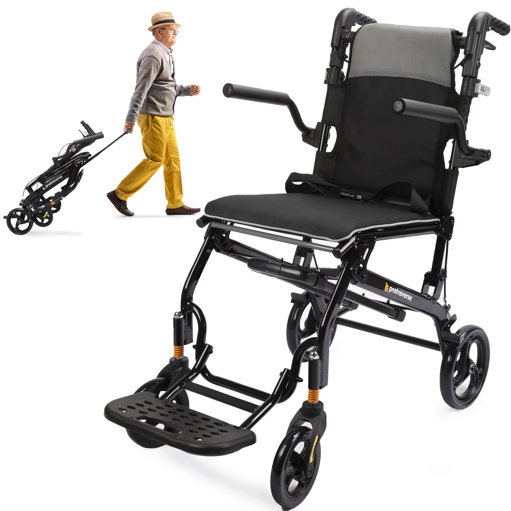 Photo 1 of ******************** Broken right side wheel****************
Wheelchairs for Adults,Utral-Lightweight(only 19.4lbs) Transport Chair, Foldable and PortableTravel Wheelchair with Telescopic Handle,Portable FoldingTransfer Wheelchairs for Seniors(Grey)