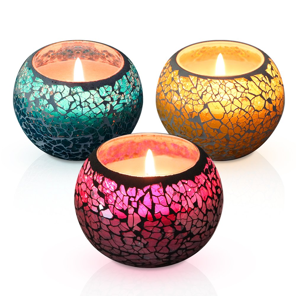 Scented Candle Gift set Soy Wax Candle 3 Pack of Lavender Rose and Lemon Travel Candle, Natural Vegan Travel Tin of 3 x 4.4 Oz 100% Natural Soy Glass Candles, Suitable for Birthday Bath Aromatherapy Weddings Yoga Christmas