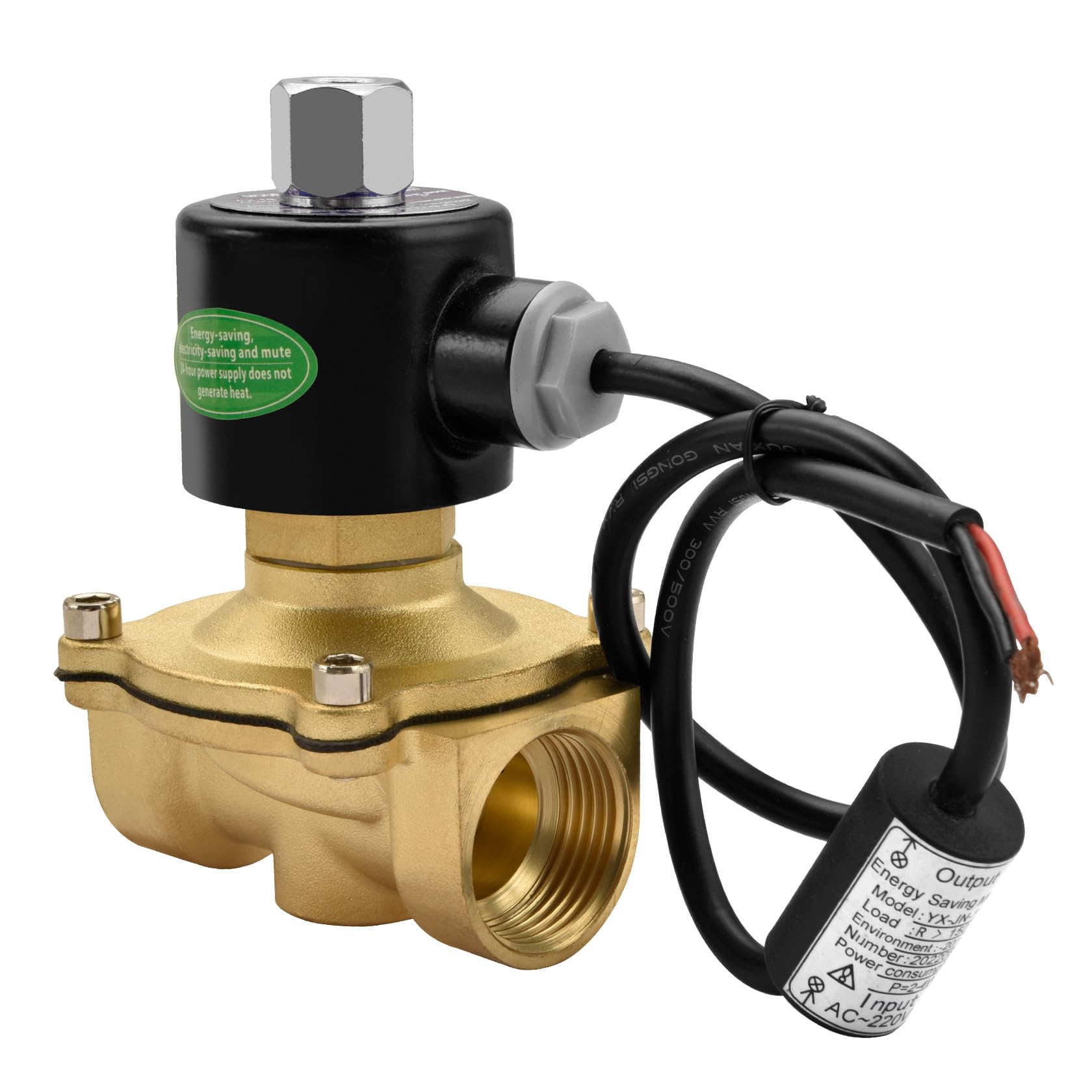 Heschen Brass Electric Solenoid Valve, 2W-250-25KJ, PT 1, AC220V, Direct Action Water Air, Normally Open