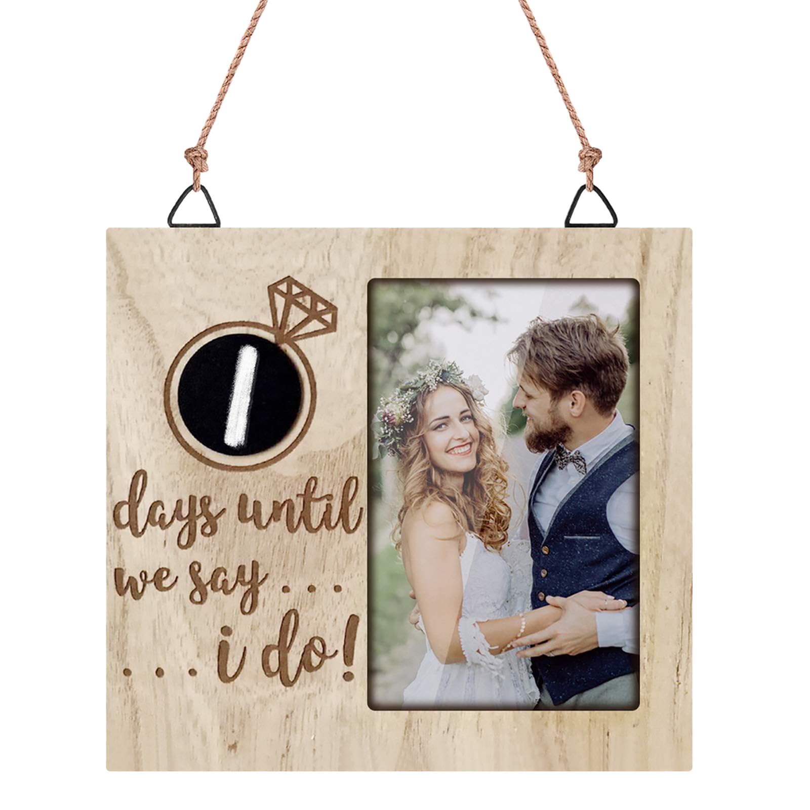 DERCLIVE Personalised Wedding Countdown Photo Frame Countdown Calendar Engagement Gift Bridal Shower Gift Best for 6x4 Photo