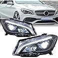 ZLJNFC 2 Pcs Car Led Headlight compatible with Mercedes Benz W117 CLA 180 200 220 250 260 2014-2019 LED DRL Refit Front Light Assembly(Original Halogen)